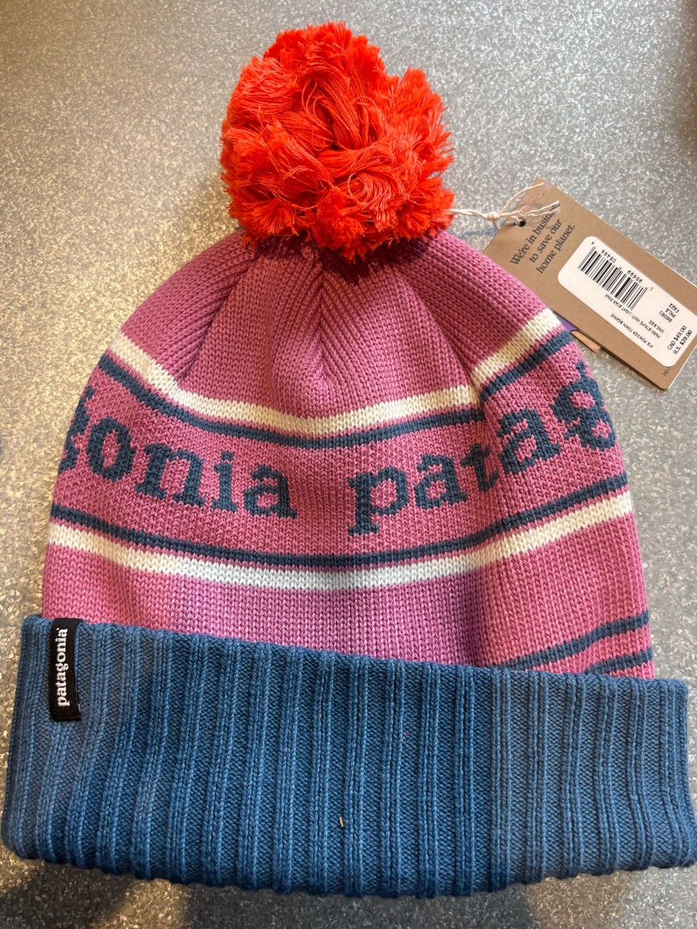 Patagonia Kids Powder Town  Pink & Blue  Beanie
